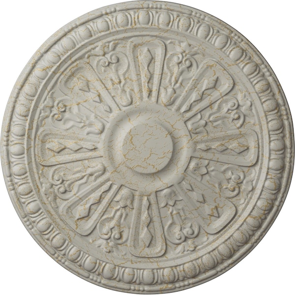 Ekena Millwork Raymond Ceiling Medallion (Fits Canopies up to 5 3/8"), 18"OD x 1 1/4"P, Pot of Cream Crackle CM18RA2PCC - main
